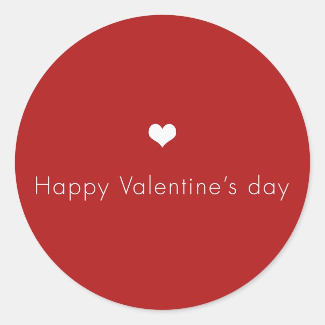 minimalist Happy Valentine's Day Classic Round Sticker (Front)