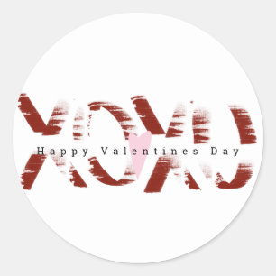 Minimalist Happy Valentines Day Grunge Lettering Classic Round Sticker