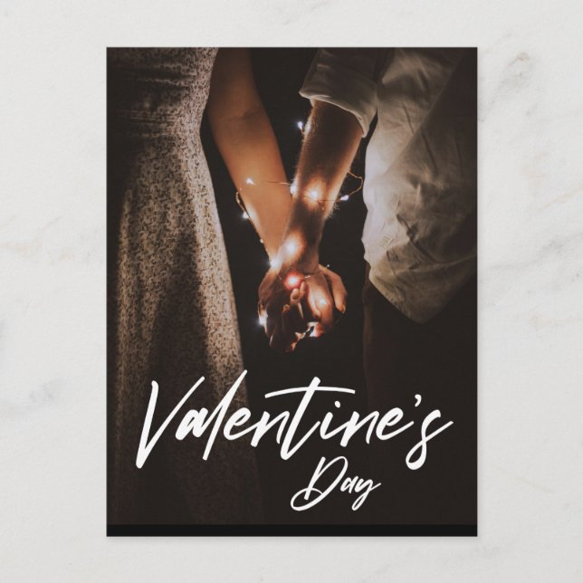 Minimalist Happy Valentines Day Photo Holiday Card (Front)