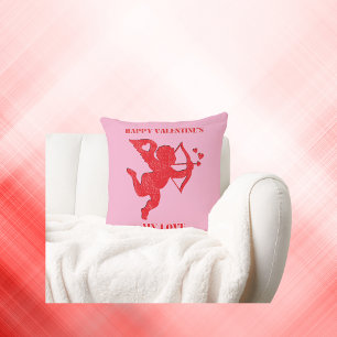 Minimalist Happy Valentine's My Love on pink   Cushion