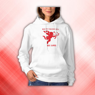 Minimalist Happy Valentine's My Love on wine Hoodie