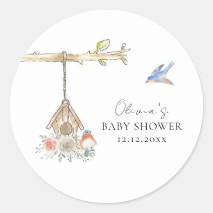 Minimalist Hatching Soon Bird Nest Baby Shower Classic Round Sticker