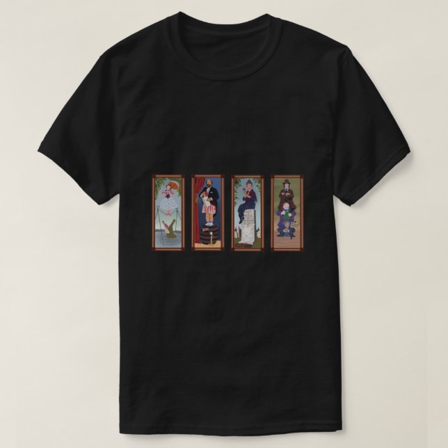 Minimalist Haunted Mansion Stretching Room Portrai T-Shirt (Design Front)