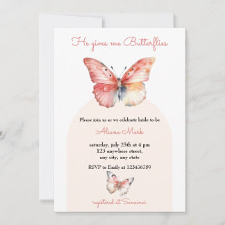 Minimalist He Gives Me Butterflies Bridal Shower Invitation