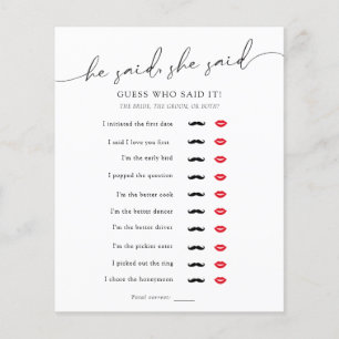 Minimalist He Said, She Said Bridal Shower Game