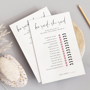 Minimalist He Said, She Said Bridal Shower Game