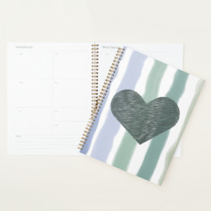Minimalist Heart Art with Soft Pastel Stripes Planner