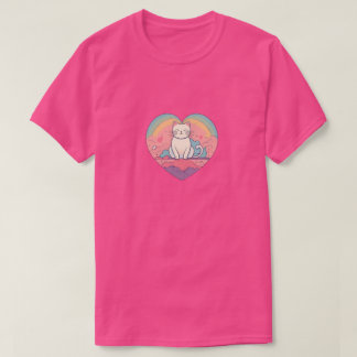 Minimalist Heart Cat T-Shirt