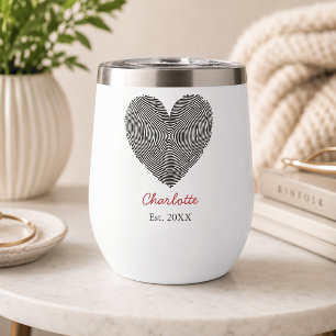 Minimalist Heart Fingerprint Personalised Name