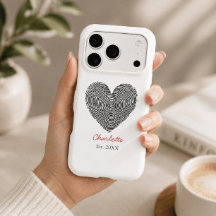 Minimalist Heart Fingerprint Personalised Name