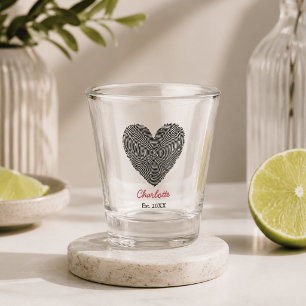 Minimalist Heart Fingerprint Personalised Name Shot Glass