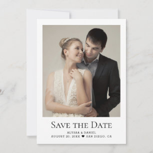 Minimalist Heart One Photo Wedding save the date Invitation