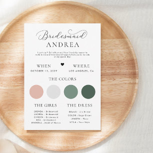 Minimalist Heart & Script Bridesmaid Info Card