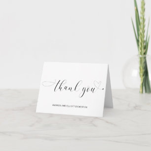 Minimalist Heart Simple Script Typography Wedding Thank You Card