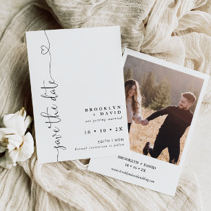 Minimalist Heart Text Wedding Save The Date Card