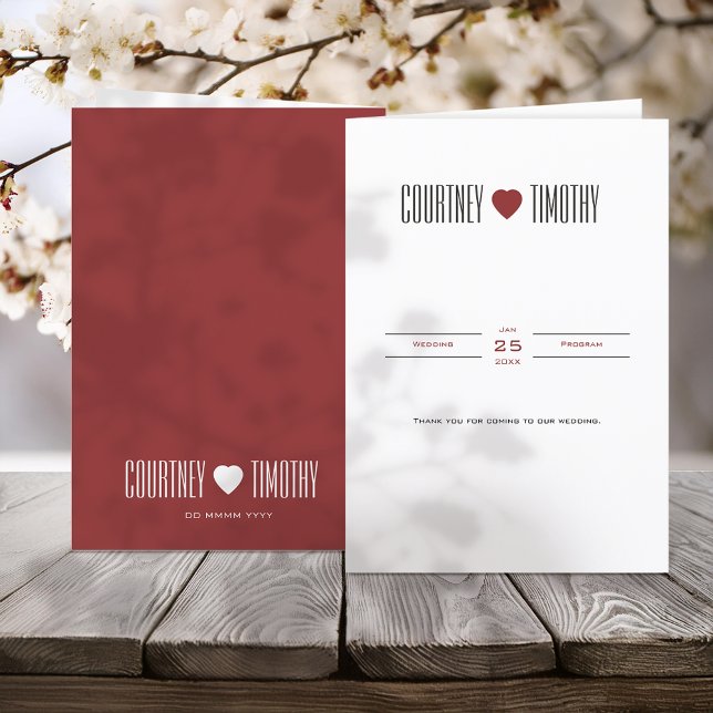 Minimalist Heart Wedding Programme (Creator Uploaded)