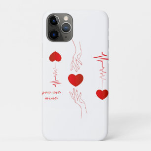 Minimalist Heartbeat and Hands Love Mug – Romantic iPhone 11 Pro Case