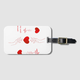 Minimalist Heartbeat and Hands Love Mug – Romantic Luggage Tag