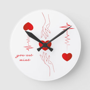 Minimalist Heartbeat and Hands Love Mug – Romantic Round Clock