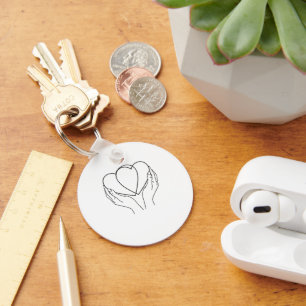 Minimalist Hearts & Hands Line Art Pillow Key Ring
