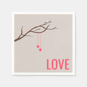 Minimalist Hearts in a Tree Valentine's design Napkin