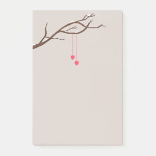 Minimalist Hearts in a Tree Valentine's design Post-it Notes