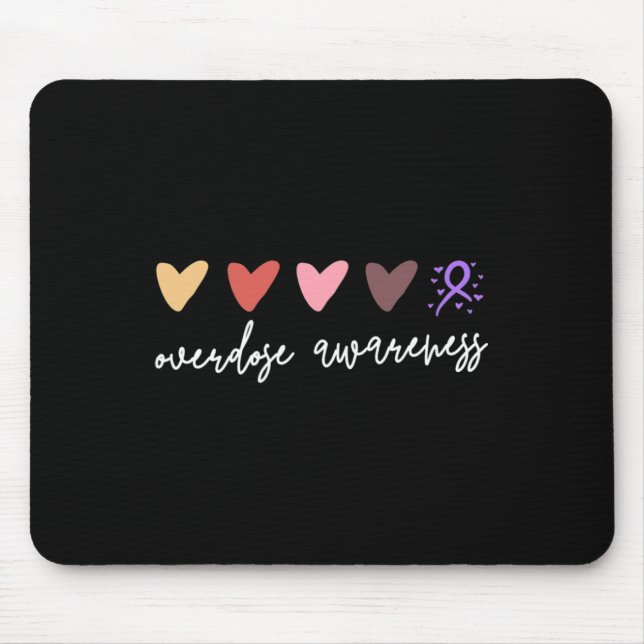 Minimalist Hearts Overdose Awareness  Mouse Mat (Front)