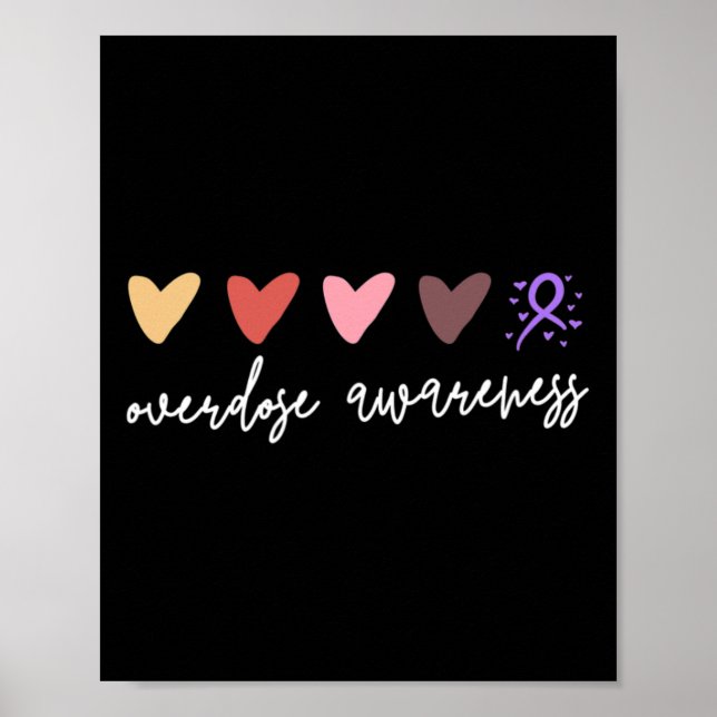 Minimalist Hearts Overdose Awareness  Poster (Front)