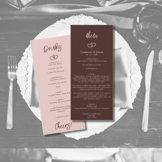 Minimalist Hearts Sienna Red Dinner & Drinks Menu