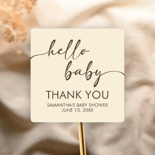 Minimalist Hello Baby Baby Shower Square Sticker