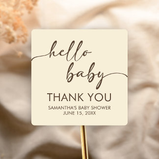 Minimalist Hello Baby Baby Shower Square Sticker