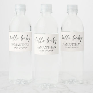 Minimalist Hello Baby Baby Shower Water Bottle Label