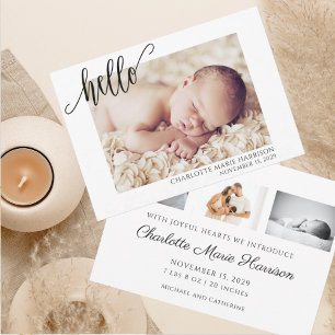 Minimalist Hello Baby Birth Announcement Card 