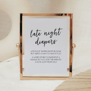 Minimalist Hello Baby Modern Late Night Diapers Poster