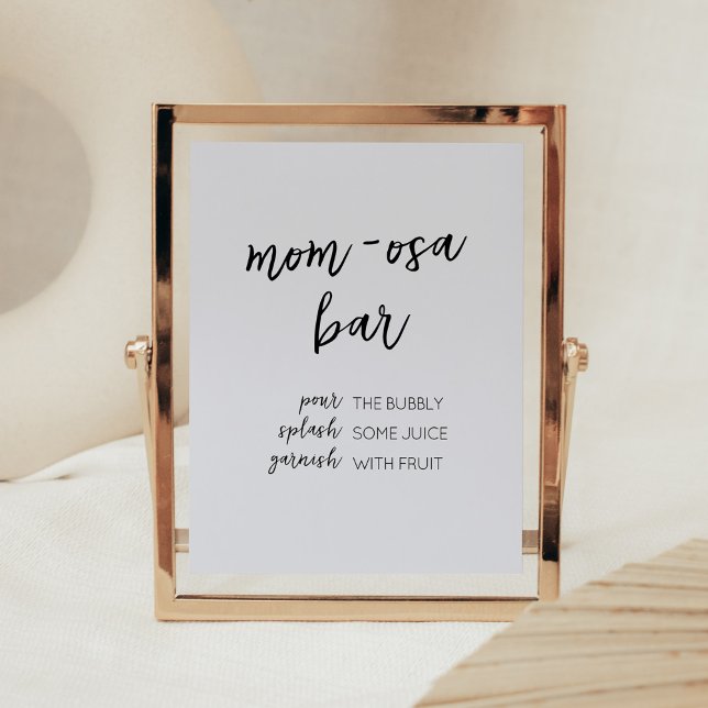 Minimalist Hello Baby Modern Mum Osa Bar Poster (Boho White Minimalist Baby Shower Mom Osa Bar Sign)