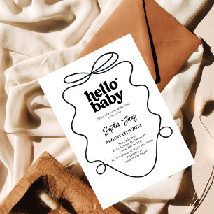 Minimalist Hello Modern Baby Shower Invitation