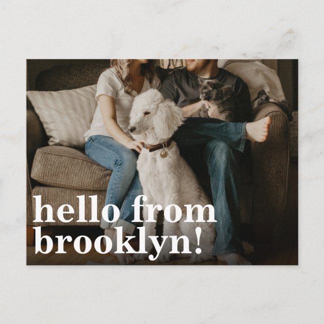 Minimalist Hello New Home Address Photo Moving Announcement Postcard (Front)