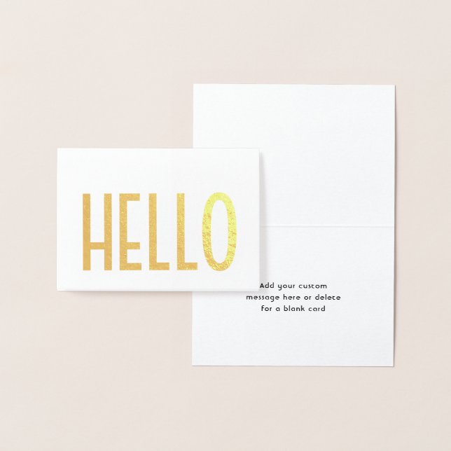 Minimalist Hello Simple Modern Glam Folded Note Foil Card (Display)