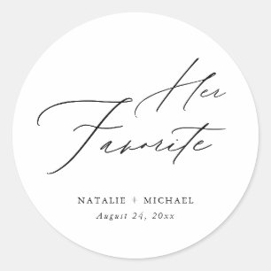 Minimalist Her Favourite Wedding Favour Treat Box Classic Round Sticker