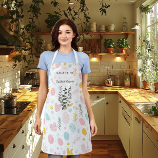 Minimalist Herb Whisperer with pastel abstract Apron