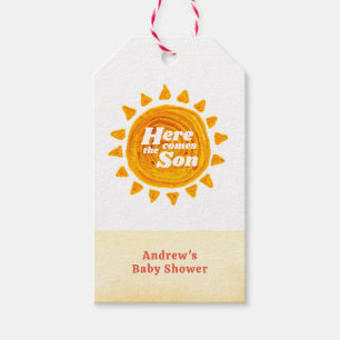 Minimalist Here Come The Son Boho Baby Shower Gift Tags