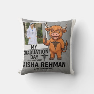 Minimalist Highland Cow Nurse Graduation Personali Cushion