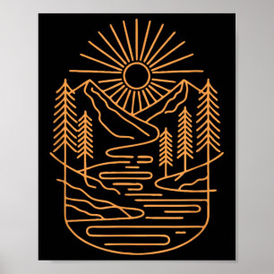 Minimalist Hiking Mountain Sunrise Natures Lover D Poster