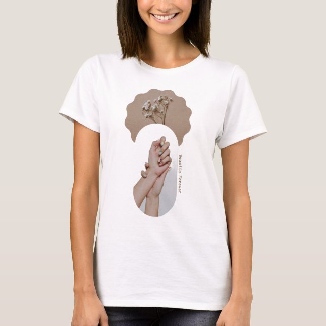 Minimalist Holding Hands Aesthetic T-Shirt | Boho  (Front)