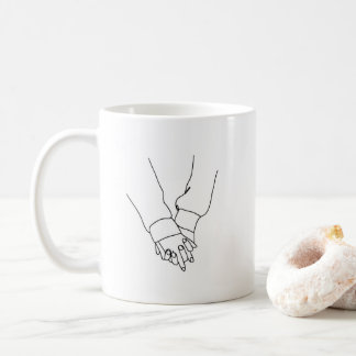 Minimalist Holding Hands Line Art Coffee Mug - Rom