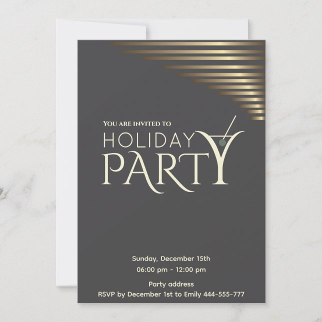 Minimalist holiday cocktail party corporate  invitation (Front)