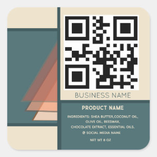 Minimalist holiday colour block qr code business square sticker