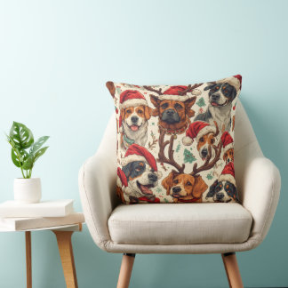 Minimalist Holiday Dog Lover Gift | Festive Contin Cushion