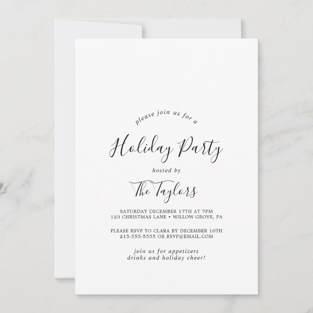 Minimalist Holiday Party Invitation (Front)