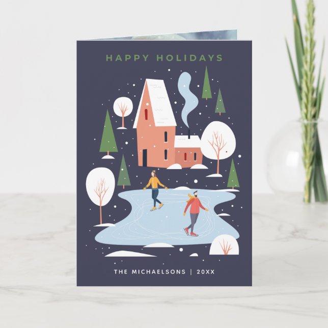 Minimalist Holiday Winter Scene Card (Front)